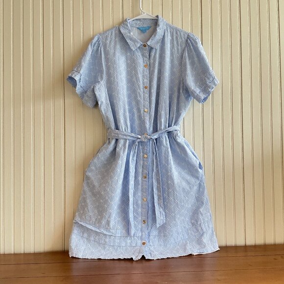 Draper James Dresses & Skirts - NWT Draper James RSVP puff sleeve blue eyelet shirt dress sz Large